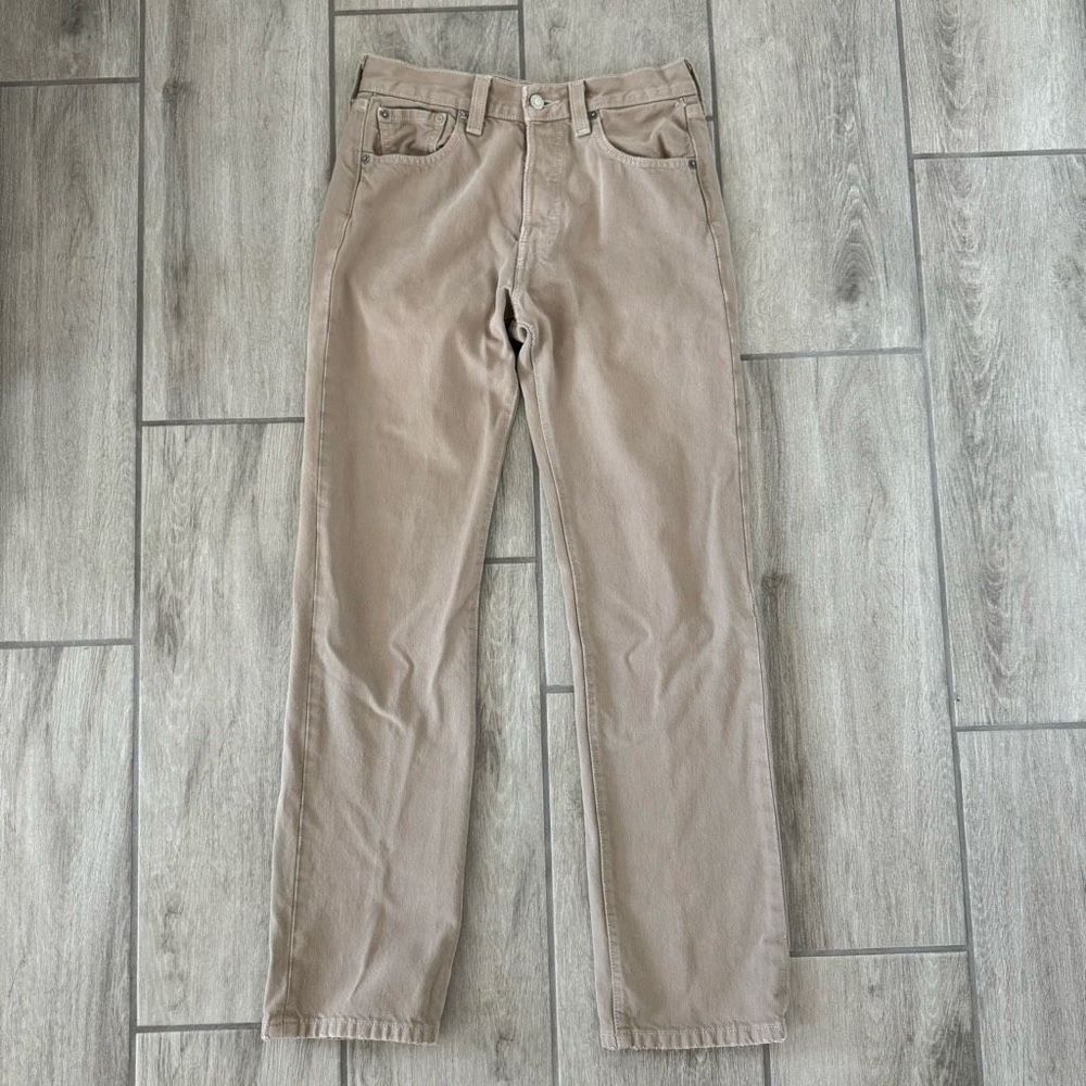 Vintage Levis Jeans Mens 29x32 Beige 501 Button Fly Straight Fit Denim Pants